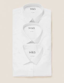 M&S Collection 3pk Girls' Easy Dressing Easy Iron School Shirts (3-18 Yrs) -Outlet The Tidy Tots Store SD 04 T76 6042 Z0 X EC 7