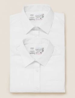 M&S Collection 2pk Girls’ Pure Cotton School Shirts (2-18 Yrs) -Outlet The Tidy Tots Store SD 04 T76 6054S Z0 X EC 7