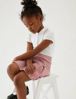 M&S Collection Dresses Girls' 2 In 1 Gingham Pleated School Dress (2-14 Yrs)