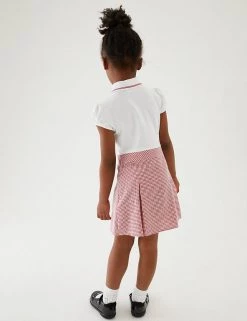 M&S Collection Dresses Girls' 2 In 1 Gingham Pleated School Dress (2-14 Yrs) -Outlet The Tidy Tots Store SD 04 T76 6475 B0 X EC 2