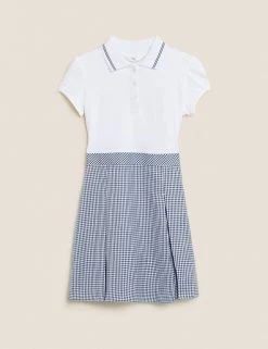 M&S Collection Dresses Girls' 2 In 1 Gingham Pleated School Dress (2-14 Yrs) -Outlet The Tidy Tots Store SD 04 T76 6475 F0 X EC 90