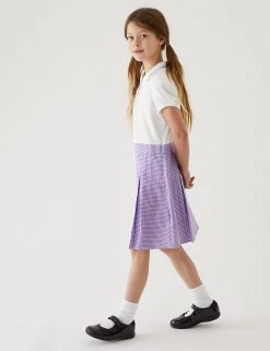 M&S Collection Dresses Girls' 2 In 1 Gingham Pleated School Dress (2-14 Yrs) -Outlet The Tidy Tots Store SD 04 T76 6475 G0 X EC 0