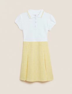 M&S Collection Dresses Girls' 2 In 1 Gingham Pleated School Dress (2-14 Yrs) -Outlet The Tidy Tots Store SD 04 T76 6475 R0 X EC 90