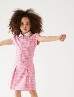 M&S Collection Dresses Girls' Gingham Pleated School Dress (2-14 Yrs) -Outlet The Tidy Tots Store SD 04 T76 6477 A0 X EC 0