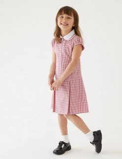 M&S Collection Dresses Girls' Gingham Pleated School Dress (2-14 Yrs) -Outlet The Tidy Tots Store SD 04 T76 6477 B0 X EC 0