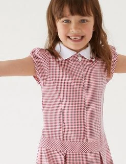 M&S Collection Dresses Girls' Gingham Pleated School Dress (2-14 Yrs) -Outlet The Tidy Tots Store SD 04 T76 6477 B0 X EC 1
