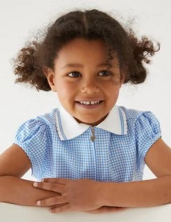 M&S Collection Dresses Girls' Gingham Pleated School Dress (2-14 Yrs) -Outlet The Tidy Tots Store SD 04 T76 6477 E1 X EC 1