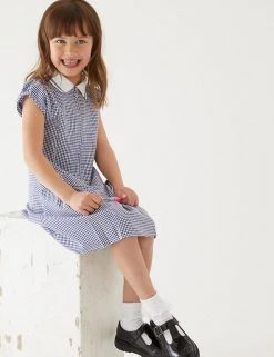 M&S Collection Dresses Girls' Gingham Pleated School Dress (2-14 Yrs) -Outlet The Tidy Tots Store SD 04 T76 6477 F0 X EC 0