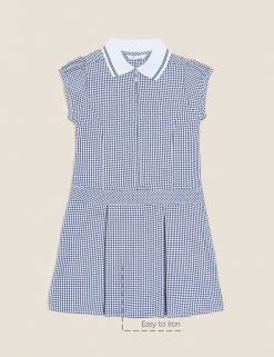 M&S Collection Dresses Girls' Gingham Pleated School Dress (2-14 Yrs) -Outlet The Tidy Tots Store SD 04 T76 6477 F0 X EC 90