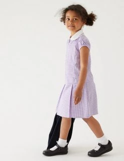 M&S Collection Dresses Girls' Gingham Pleated School Dress (2-14 Yrs) -Outlet The Tidy Tots Store SD 04 T76 6477 G0 X EC 0