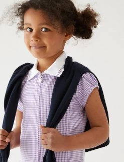 M&S Collection Dresses Girls' Gingham Pleated School Dress (2-14 Yrs) -Outlet The Tidy Tots Store SD 04 T76 6477 G0 X EC 1