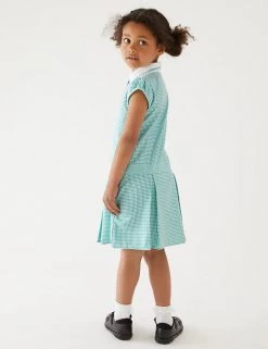 M&S Collection Dresses Girls' Gingham Pleated School Dress (2-14 Yrs) -Outlet The Tidy Tots Store SD 04 T76 6477 J0 X EC 2