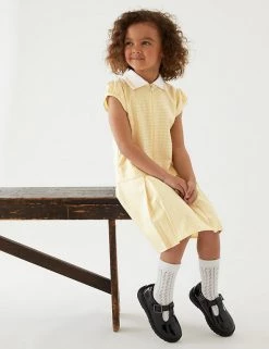 M&S Collection Dresses Girls' Gingham Pleated School Dress (2-14 Yrs) -Outlet The Tidy Tots Store SD 04 T76 6477 R0 X EC 0