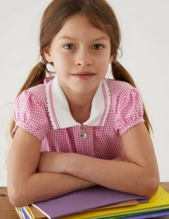 M&S Collection Dresses Girls' Gingham School Playsuit (2-14 Yrs) -Outlet The Tidy Tots Store SD 04 T76 6479 A0 X EC 1