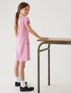 M&S Collection Dresses Girls' Gingham School Playsuit (2-14 Yrs) -Outlet The Tidy Tots Store SD 04 T76 6479 A0 X EC 2