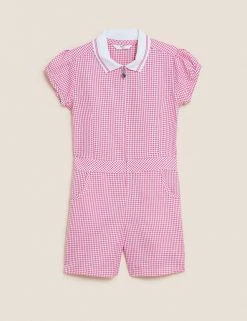 M&S Collection Dresses Girls' Gingham School Playsuit (2-14 Yrs) -Outlet The Tidy Tots Store SD 04 T76 6479 A0 X EC 90