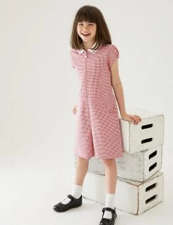 M&S Collection Dresses Girls' Gingham School Playsuit (2-14 Yrs) -Outlet The Tidy Tots Store SD 04 T76 6479 B0 X EC 0