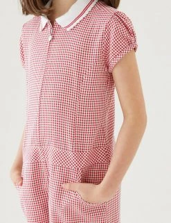 M&S Collection Dresses Girls' Gingham School Playsuit (2-14 Yrs) -Outlet The Tidy Tots Store SD 04 T76 6479 B0 X EC 1