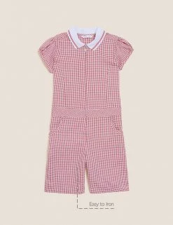 M&S Collection Dresses Girls' Gingham School Playsuit (2-14 Yrs) -Outlet The Tidy Tots Store SD 04 T76 6479 B0 X EC 90