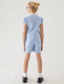 M&S Collection Dresses Girls' Gingham School Playsuit (2-14 Yrs) -Outlet The Tidy Tots Store SD 04 T76 6479 E1 X EC 2