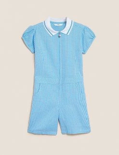 M&S Collection Dresses Girls' Gingham School Playsuit (2-14 Yrs) -Outlet The Tidy Tots Store SD 04 T76 6479 E1 X EC 90