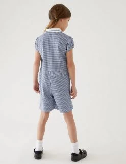 M&S Collection Dresses Girls' Gingham School Playsuit (2-14 Yrs) -Outlet The Tidy Tots Store SD 04 T76 6479 F0 X EC 2