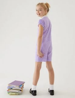 M&S Collection Dresses Girls' Gingham School Playsuit (2-14 Yrs) -Outlet The Tidy Tots Store SD 04 T76 6479 G0 X EC 2