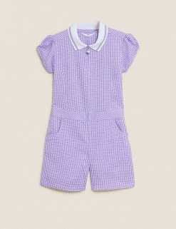 M&S Collection Dresses Girls' Gingham School Playsuit (2-14 Yrs) -Outlet The Tidy Tots Store SD 04 T76 6479 G0 X EC 90