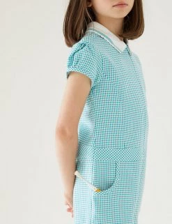 M&S Collection Dresses Girls' Gingham School Playsuit (2-14 Yrs) -Outlet The Tidy Tots Store SD 04 T76 6479 J0 X EC 1
