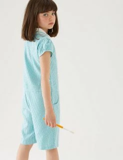 M&S Collection Dresses Girls' Gingham School Playsuit (2-14 Yrs) -Outlet The Tidy Tots Store SD 04 T76 6479 J0 X EC 2