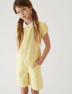M&S Collection Dresses Girls' Gingham School Playsuit (2-14 Yrs) -Outlet The Tidy Tots Store SD 04 T76 6479 R0 X EC 0