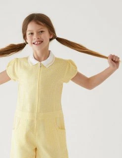 M&S Collection Dresses Girls' Gingham School Playsuit (2-14 Yrs) -Outlet The Tidy Tots Store SD 04 T76 6479 R0 X EC 1