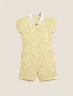 M&S Collection Dresses Girls' Gingham School Playsuit (2-14 Yrs) -Outlet The Tidy Tots Store SD 04 T76 6479 R0 X EC 90
