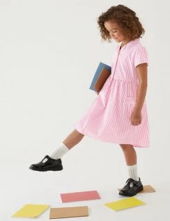 M&S Collection Dresses Girls' Pure Cotton Striped School Dress (2-14 Yrs) -Outlet The Tidy Tots Store SD 04 T76 6480 A0 X EC 0