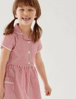 M&S Collection Dresses Girls' Pure Cotton Striped School Dress (2-14 Yrs) -Outlet The Tidy Tots Store SD 04 T76 6480 B0 X EC 1