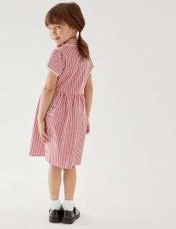 M&S Collection Dresses Girls' Pure Cotton Striped School Dress (2-14 Yrs) -Outlet The Tidy Tots Store SD 04 T76 6480 B0 X EC 2