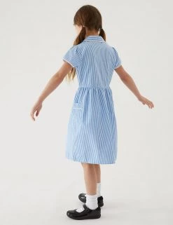 M&S Collection Dresses Girls' Pure Cotton Striped School Dress (2-14 Yrs) -Outlet The Tidy Tots Store SD 04 T76 6480 E1 X EC 2