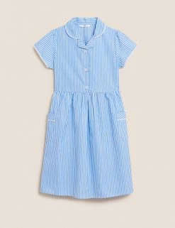 M&S Collection Dresses Girls' Pure Cotton Striped School Dress (2-14 Yrs) -Outlet The Tidy Tots Store SD 04 T76 6480 E1 X EC 90