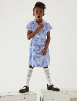M&S Collection Dresses Girls' Pure Cotton Striped School Dress (2-14 Yrs) -Outlet The Tidy Tots Store SD 04 T76 6480 F0 X EC 0