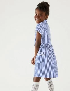 M&S Collection Dresses Girls' Pure Cotton Striped School Dress (2-14 Yrs) -Outlet The Tidy Tots Store SD 04 T76 6480 F0 X EC 2