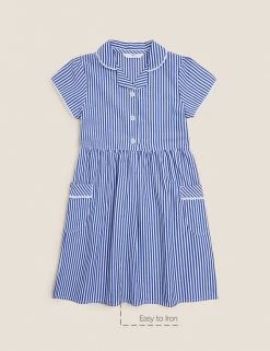 M&S Collection Dresses Girls' Pure Cotton Striped School Dress (2-14 Yrs) -Outlet The Tidy Tots Store SD 04 T76 6480 F0 X EC 90