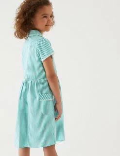 M&S Collection Dresses Girls' Pure Cotton Striped School Dress (2-14 Yrs) -Outlet The Tidy Tots Store SD 04 T76 6480 J0 X EC 2