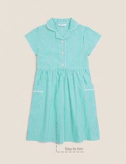 M&S Collection Dresses Girls' Pure Cotton Striped School Dress (2-14 Yrs) -Outlet The Tidy Tots Store SD 04 T76 6480 J0 X EC 90