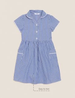 M&S Collection Dresses Girls' Pure Cotton Striped School Dress (2-14 Yrs) -Outlet The Tidy Tots Store SD 04 T76 6480 O4 X EC 90