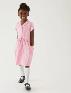 M&S Collection Dresses Girls' Pure Cotton Gingham School Dress (2-14 Yrs) -Outlet The Tidy Tots Store SD 04 T76 6481 A0 X EC 0