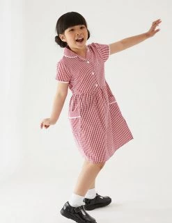 M&S Collection Dresses Girls' Pure Cotton Gingham School Dress (2-14 Yrs) -Outlet The Tidy Tots Store SD 04 T76 6481 B0 X EC 0