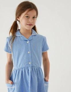 M&S Collection Dresses Girls' Pure Cotton Gingham School Dress (2-14 Yrs) -Outlet The Tidy Tots Store SD 04 T76 6481 E1 X EC 1