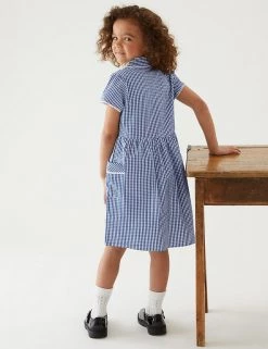 M&S Collection Dresses Girls' Pure Cotton Gingham School Dress (2-14 Yrs) -Outlet The Tidy Tots Store SD 04 T76 6481 F0 X EC 2