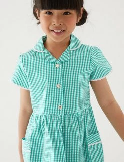 M&S Collection Dresses Girls' Pure Cotton Gingham School Dress (2-14 Yrs) -Outlet The Tidy Tots Store SD 04 T76 6481 J0 X EC 1