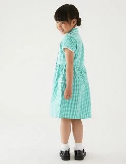 M&S Collection Dresses Girls' Pure Cotton Gingham School Dress (2-14 Yrs) -Outlet The Tidy Tots Store SD 04 T76 6481 J0 X EC 2